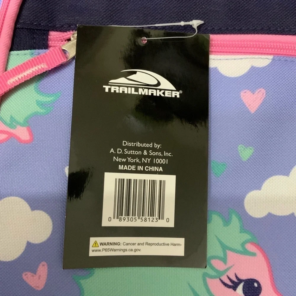 Trailmaker Girls' Rainbow Backpack Adjustable Padded Straps Purple Blue 17 inch